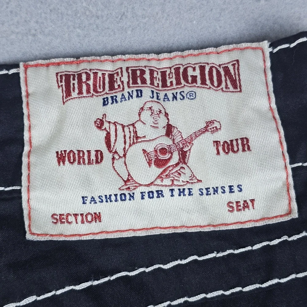 True Religion Boardshorts Mens 33 Black Flap Pockets Swim Surf Trunks 10